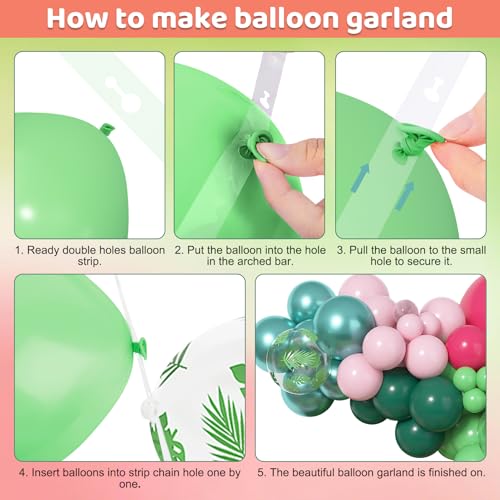 Image of Amandir 153pcs Tropical Balloon Arch Kit Different Sizes | 18 12 10 5 inch Hot Pink Green Orange Palm Leaves Hawaiian Luau Balloons for Summer Aloha Birthday Beach Party Decorations
