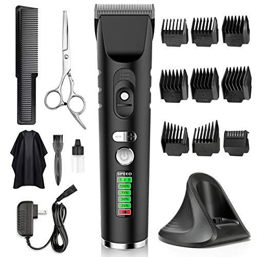 Hair Clippers for Men, Mens Hair Clippers Professional Kit Cordless Rechargeable Electric Haircut Kit,Haircut Machine with 9 Guide Combs, Scissor, Salon Capes