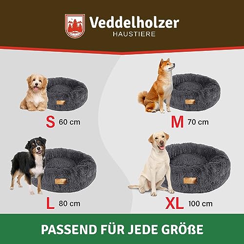 Veddelholzer Ø 60 cm (S) Dunkelgrau Hundebett Katzenbett Hundekissen Hundebetten in mehreren Größen Hundebett große mittelgroße kleine Hunde waschbar in hellgrau und dunkelgrau für alle Hunde & Katzen
