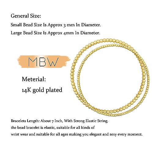 MBW Gold Beaded Bracelets for Women, 14K Gold Plated Bead Bracelet Stack Gold Chian Link Bracelet Set Waterproof Jewlery Fashion Minimalist Dainty Jewelry Dupes for Women Trendy3