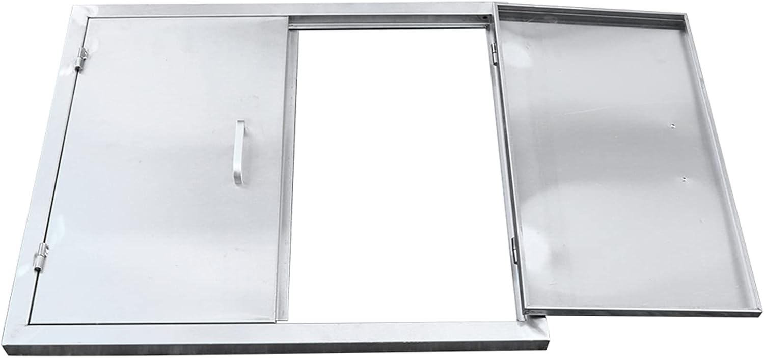 Double Access Door 28W x 24H Inch, BBQ Door Stainless Steel Wall Construction Vertical, Grill Cabinet RV Outdoor Kitchen Cabinet Doors Stainless for BBQ Island, Grilling Station, Outside Cabinet