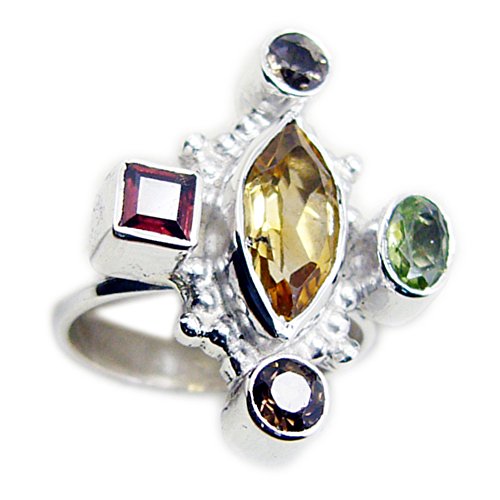 Alliance en argent avec citrine véritable et pierres fines éclatantes pour femme