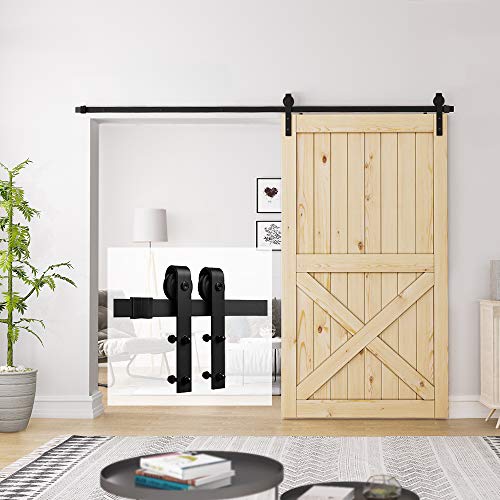 Homlux 8ft Heavy Duty Sturdy Sliding Barn Door Hardware Kit Single Door One