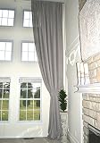 Ikiriska Extra Long Luxury Gray Linen Curtain Custom Made 16 17 18 20 24 feet, 2 Story Window Treatm