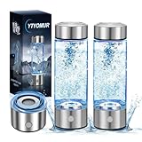 Verbesserte Wasserstoff-Wasserflasche, Wasserstoff-Wasserstoffgenerator, wiederaufladbare Wasserstoff-Wassermaschine mit SPE/PEM-Technologie, tragbar und wiederaufladbar, Glas, 450 ml (2er-Pack)
