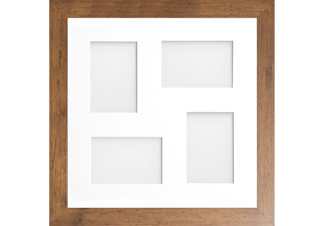 Frame Company Watson Rustic Multi-Aperture Photo Frame with Mount, 40x40cm for 7x5 (x4 mix) * Choice of Frame Colour and Mount Design* NEW