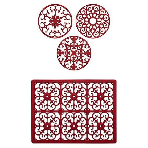 GASARÉ, Silicone Trivets Bundle, Extra Large, Thick, Silicone Trivet for Hot Pots, Pans, Dishes, and Bakeware, Hot Pads, Hot Plates, for Kitchen Quartz Countertops, Dishwasher Safe, Red Cover