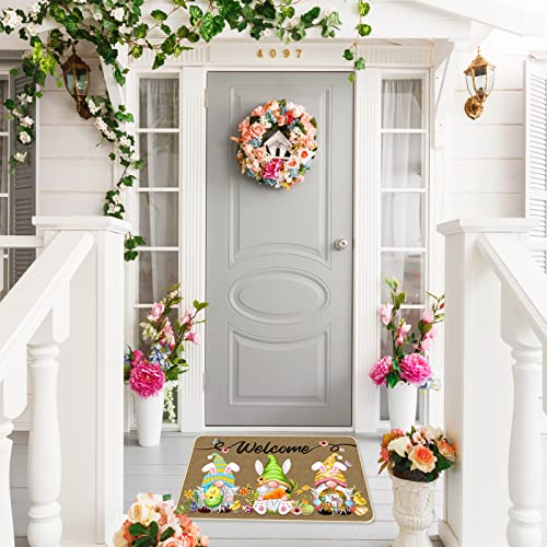 Image of TREWAVE Easter Decorative Doormat, Easter Gnome Door Mat, Non Slip Rubber Backing Doormat Decoration for Outdoor Indoor, Entrance, Spring Floor Mat, 29 x 17 Inch