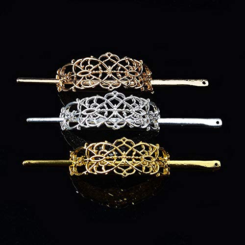 3 Pcs Vintage Hair Sticks Hairpins Metal Hollow Hair Clips Barrettes Ponytail Holder Diy Hair Accessories For Women And Girls #TOP1