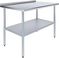 Vista 14 de AmGood Mesa de trabajo de acero inoxidable con protector contra salpicaduras de 1.5 pulgadas Mesa de preparación de alimentos de cocina de metal