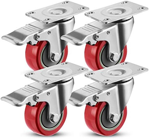 Lntyq Ruote girevoli da 40 mm, ruote per mobili, 2 con freni, carrelli, armadi, scaffali