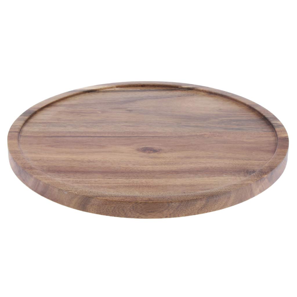 Baosity Acacia Wooden Plate for Cake Fruit Dessert Serving Trays Creative Wedding Birthday Party Afternoon Tea Tray with Cover - B