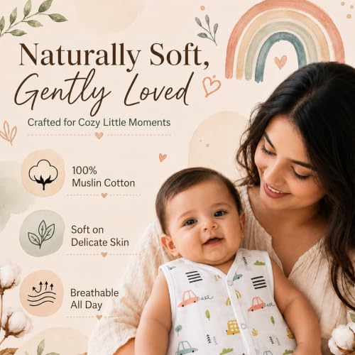 Image of StarAndDaisy Baby Sleeveless Muslin Jabla Vest Pack of 2 | Cotton Muslin Front Open Snap Button Baby Vest | Lightweight Breathable Clothing for Newborn Baby Boys & Girls