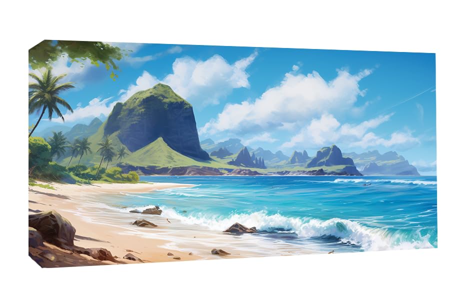 Peinture murale style hawaïen RAINYSEASONS pour décoration salon sans cadre 50x100cm