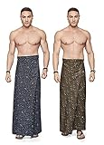 Indian South Traditional Men's Cotton Lungi Multicolor Assorted Set of 2