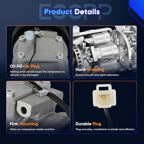 Image of ECCPP AC Compressor for Acura TL 3.2L 1996-1998 for Acura RL 3.5L 1996-2004 | Fit for Acura Legend 3.2L 1991-1995 Fast Cooling AC Compressor with Clutch