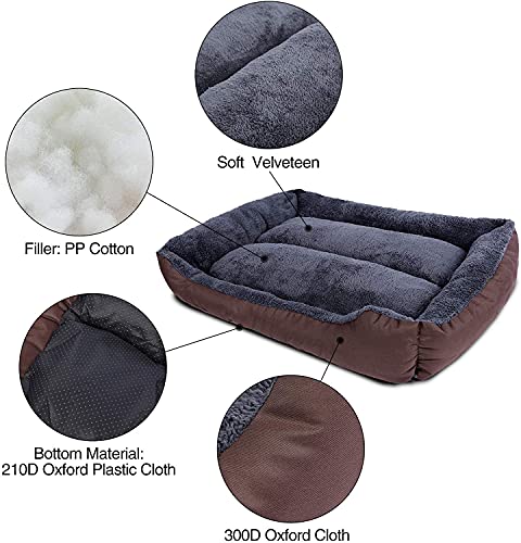 Image of Royal Pets Cart Washable Dog Bed XXL Size - Soft Pet Bed for Dogs, Fiber Cushion, Grey & Brown, (95L x 73W x 22H cm)