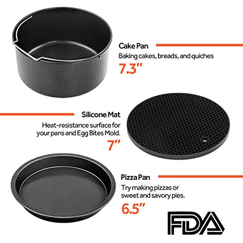 Image of COSORI Air Fryer Accessories, Set of 6 for Most 3.7Qt and Larger Oven Cake&Pizza Pan, Skewer Rack, Nonstick, Dishwasher Safe Black