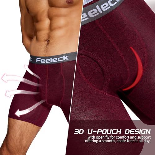 Feeleck Mens underwear Rayon Boxer Briefs 7-Pack Moisture Wicking with Fly Trunks for Man3