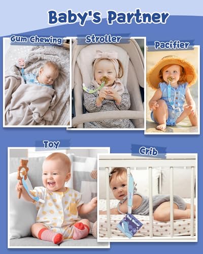 Image of babygoal Baby Pacifier Clips 8 Pack, Pacifier Holder Clip Fits for Most Pacifier and Binkies-Neutral Color
