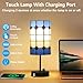 Stained Glass Table Lamp with USB Port, 3 Way Dimmable Touch Control Tiffany Desk Lamp with Bulbs, Vintage Lamp for Nightstand, Mid-century Small Bedside Lamp For Bedroom Living Room Office Nursery