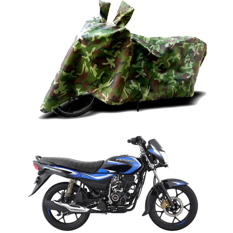 Image of 100% Water Resistant Full Bike Scooty Two Wheeler Body Cover Compatible For Bajaj Platina 110 /UV-Rays /Heat Protection /Birds Dropping /Scratchproof /Dust proof /Waterproof /All Varient[Green MJ]