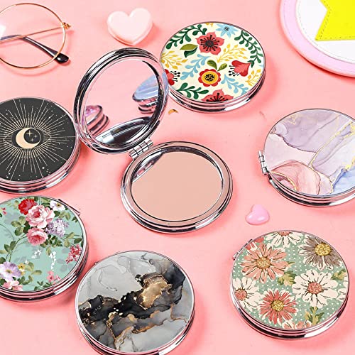 Acedada Compact Mirror, Pocket Mirror, Small Mirror For Purse, Portable Travel Makeup Mini Mirror, Folding Handheld Double-Sided 1X/2X Magnifying Compact Mirror For Women Girls Gift - Retro Flower #TOP6