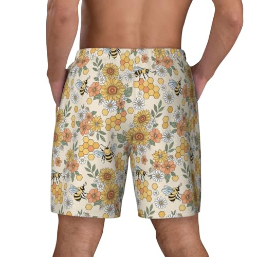 Hippie Bee Honeycomb Funny Men's Swim Trunks Board Shorts Quick Dry-4