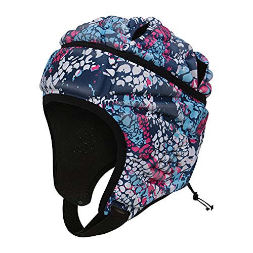 Duiaynke Soft Rugby Helmet Soccer Headgear Football Headguard for Adult Goalkeeper Head Protective Sport Helmet (Colorful Blue)