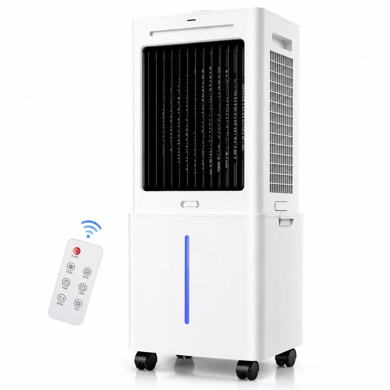 GYLRFA Evaporative Air Cooler, 25L Portable Air Conditioning Unit with Remote Control, 6.8m/s Cooling Fan 60° Oscillation, 3 Speeds & Modes 12H Timer, Mobile Air Cooler for Home Bedroom Office