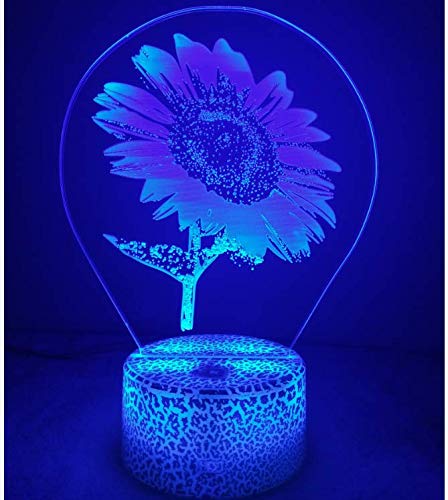 3D Tournesol LED Lampe Art Déco Lampe La Couleur Changeant Lumières LED Décoration Lumière Télécommande 7/16 Couleurs Change Alimenté Par USB Enfants Cadeau Anniversaire Noël Cadeau