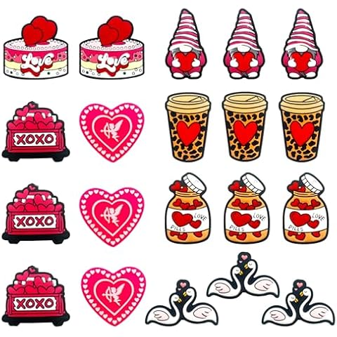 20 Pcs Silicone Focal Bead Cute Loose Beads Accessory for DIY Keychains Bracelet Necklace Pens Lanyard Making (Valentine's Day) Cover