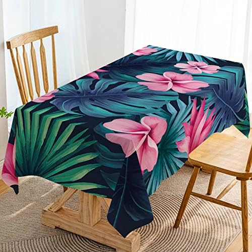 Hafangry Tropical Tablecloth 60x84 Inch Palm Leaf Summer Luau Hawaiian Themed Indoor Outdoor Party Table Cloth Kitchen Dining Room Table Cover Decoration