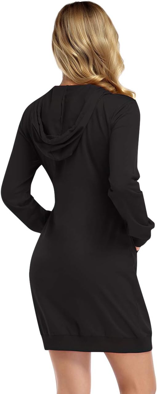 MISSKY Women's Pullover Hooded Kangaroo Pocket Sweatshirt Casual Hoodie Dress - Image 3