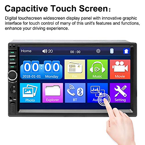 Aigoss Car Stereo Bluetooth 7\" Touch Screen 2 Din Car Radio MP5 Video Digital Player Wireless Remote Control Hands Free Multimedia with Rear View Camera, Support Mirror Link/TF/FM/AUX/USB
