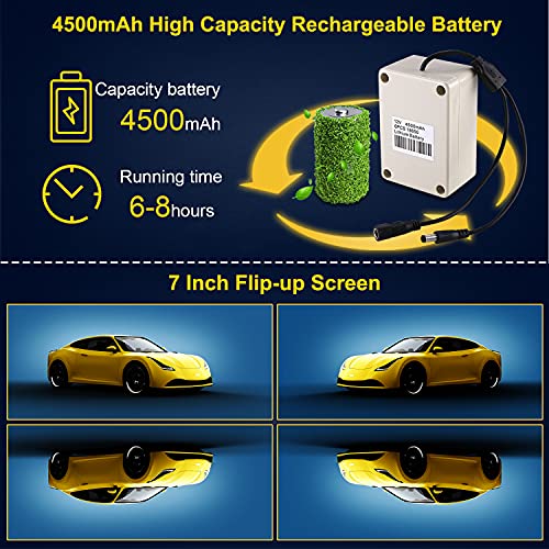 Sewer Camera, 512Hz Transmitter Sonde for Pipe Location Endoscope Camera 7”LCD DVR Screen Plumbing Borescope Inspection Camera 12 LED IP68 Waterproof Lights Drain Snake Cable (8GB SD Card) (30M)