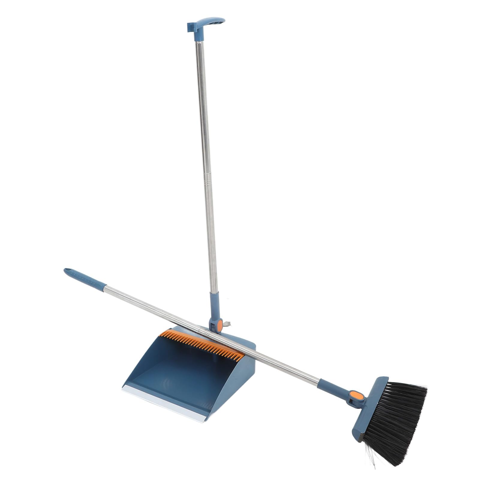 Escoba y Recogedor Plegables Ergonómicos de Acero Inoxidable con Mango para Oficina y Hogar Compacto y Fácil de Almacenar para Limpieza Interior de Suelos y Polvo