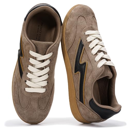 Project Cloud Fashion Sneakers for Women 2026 - Lace-Up Shoes Trendy Women Sneakers with Memory Foam Insole Women's Fashion Sneakers Non-Slip Womens Shoes (Irita, LTTAUP,10) Light Taupe
