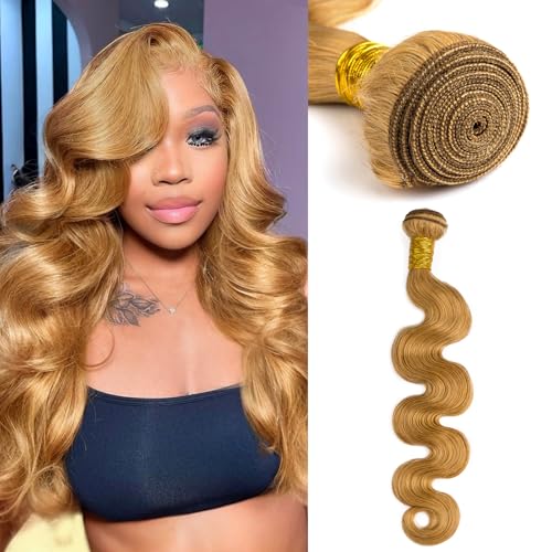 Antousha Human Hair Bundles Body Wave Honey Blonde, 20 Inch - 1 Bundle, Body Wave Bundles Human Hair 12A Brazilian Virgin Wavy Hair Bundles for Black Women