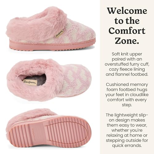 Image of Dearfoams Women's Memory Foam Cozy Soft House Slippers Gifts for Women Hannah Knit Clog House Shoes