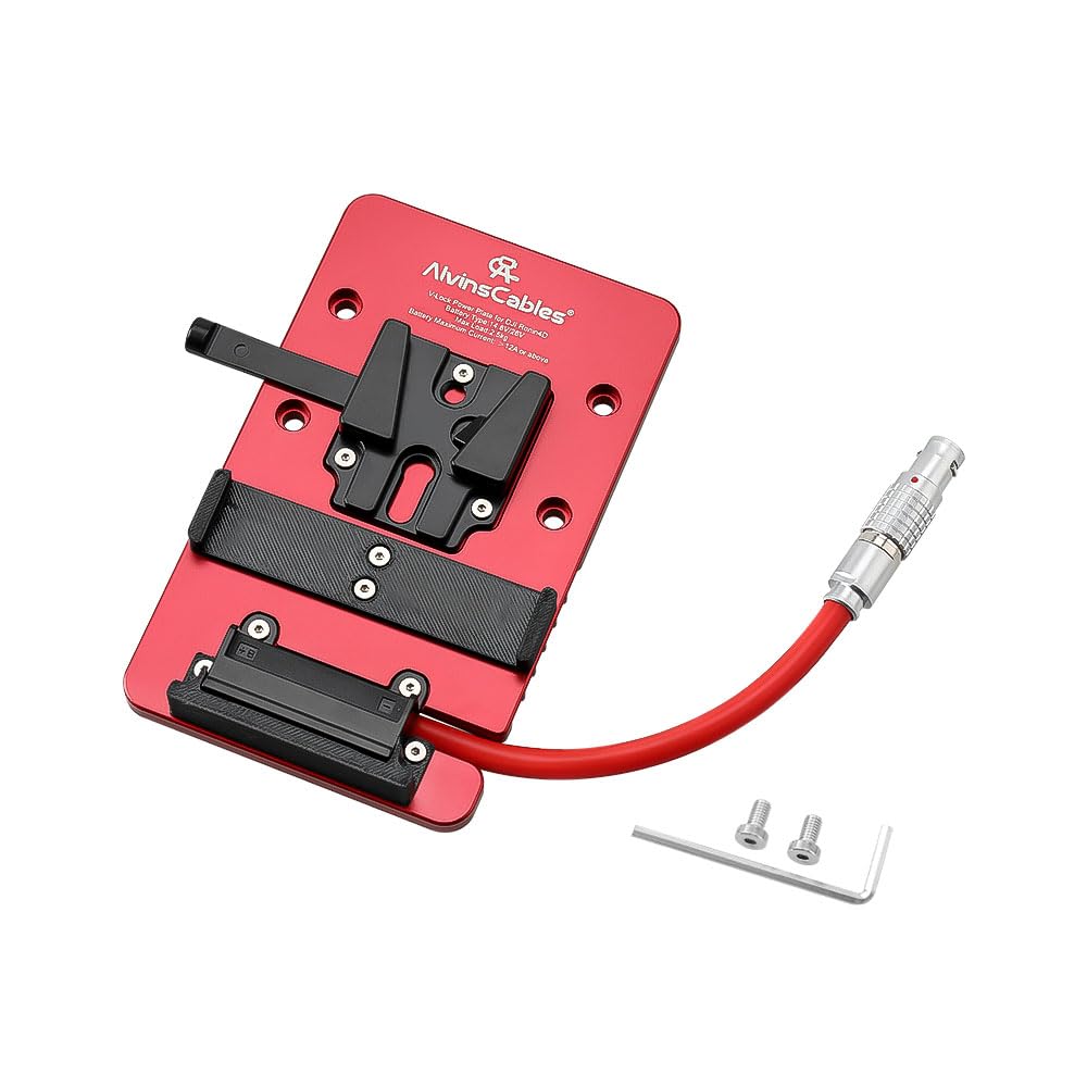 Alvins V Mount Battery Plate for DJI Ronin 4D, with Straight 1B 6-Pin Male DC-in Out Put Battery Mounts Plate V Mount Plate for Ronin 4D Long Cable