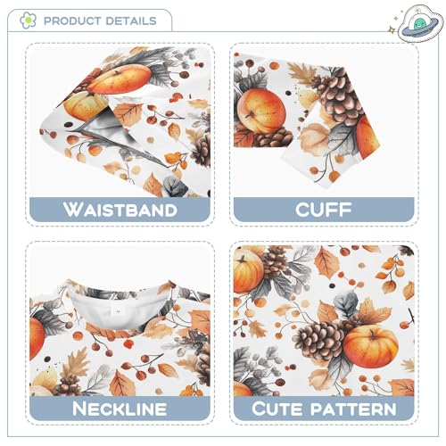 JUNZAN Autumn Pumpkins Nuts Little Girls Sweatshirts Hoodies Fleece Tops Clothing Shirts Camping 4T3