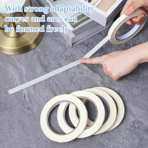 Elegaperma 6 Rollen Künstler Klebeband für Aquarellpapier, Malerkrepp Weiss, 5 Größen Profi Thin Masking Tape, Abklebeband Maler zum Zeichnen,Markieren,Büro,Schule, Beschreibbarer Oberfläche