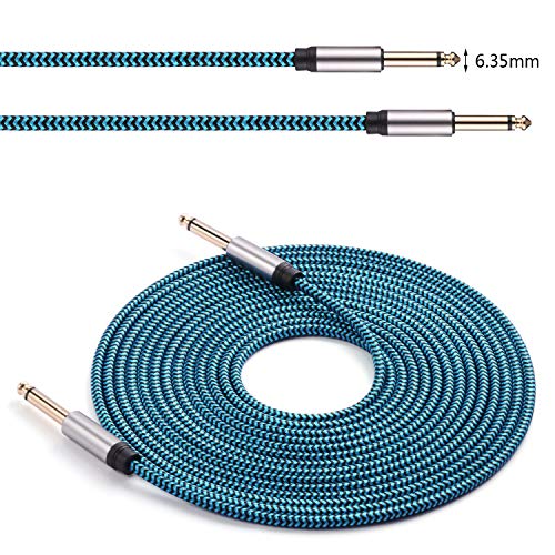 Hftywy 6.35Mm Guitar Cable 15 Ft 1/4 Inch Guitar Instrument Cable 6.35Mm (1/4) Ts To 6.35Mm (1/4) Trs Stereo Audio Cable Male To Male With Zinc Alloy Housing And Nylon Braid #TOP6