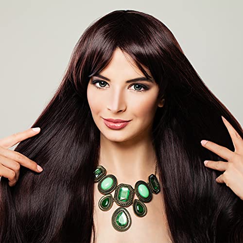 FRCOLOR Reta Longa Peruca Natural Humano Peruca Realista Reta Longa Peruca de Cosplay Do Partido Do