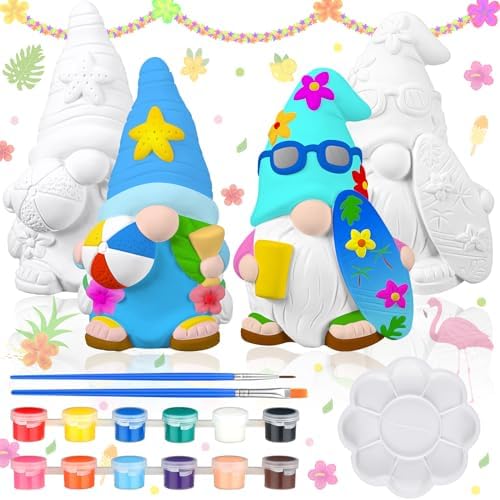 Amazon.com: Beeveer 6 Sets Paint Your Own Gnomes Succulent Planter Cute ...