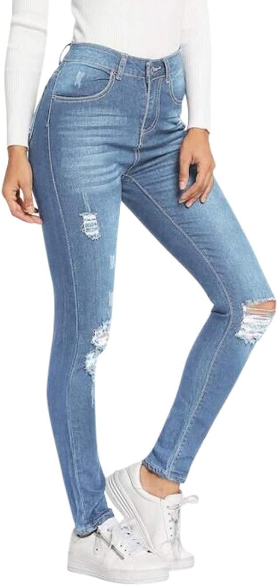 Amazon ダメージ ジーンズ レディース ハイウエスト スキニーパンツ ロングパンツ ファッション パンツ ズボン 着痩せ 美脚 通勤 作業 おしゃれ ストレッチ入り 春夏秋冬 ジーンズ 通販