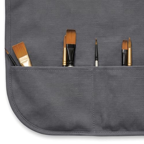 Image of Isomars Painter's Apron - Grey Canvas Art Apron for Artists, Painters, Students & Crafters - Size: Regular - 23.5 inch x 24.5 inch
