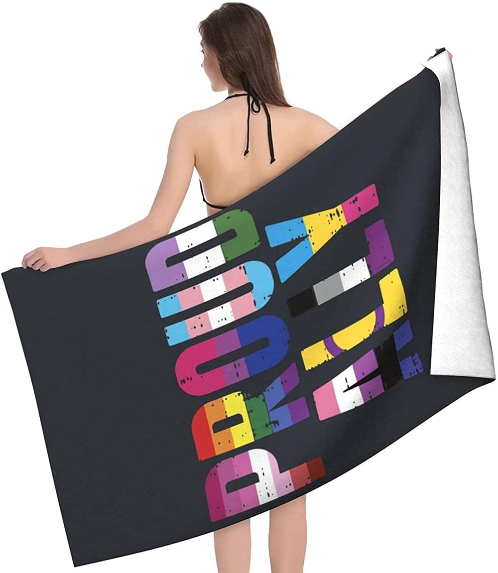 Large Travel Towel, Microfiber Beach Towels,Super Absorbent Beach & Swim Towels,Quick Drying Beach Towel,Oversized Beach Towel,Proud Ally LGBTQ Gay Pride Rainbow32x52in Personality Pool Bath Gym Towe