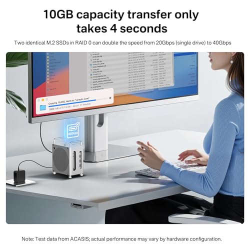 Image of ACASIS 40Gbps Mac mini M4 Dock & Stand with Dual-Bay NVMe SSD Enclosure,11-in-1 Docking Station for Mac mini M4 /M4 Pro, Dual DisplayPort MST, 3xUSBA 10Gbps, 30W PD, SD /TF Reader